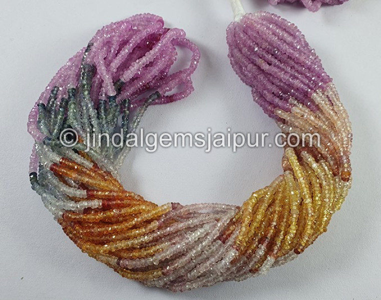Multi Sapphire Faceted Roundelle Shape Beads