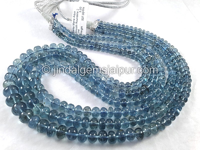 Santa Maria Aquamarine Smooth Roundelle Shape Beads
