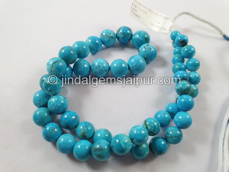 Golden Spiderweb Turquoise Smooth Round Ball Beads