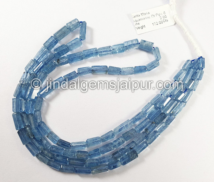 Santa Maria Aquamarine Cut Pipe Shape Beads