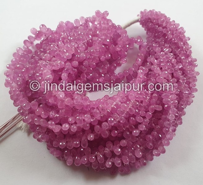 Pink Sapphire Faceted Drop Beads