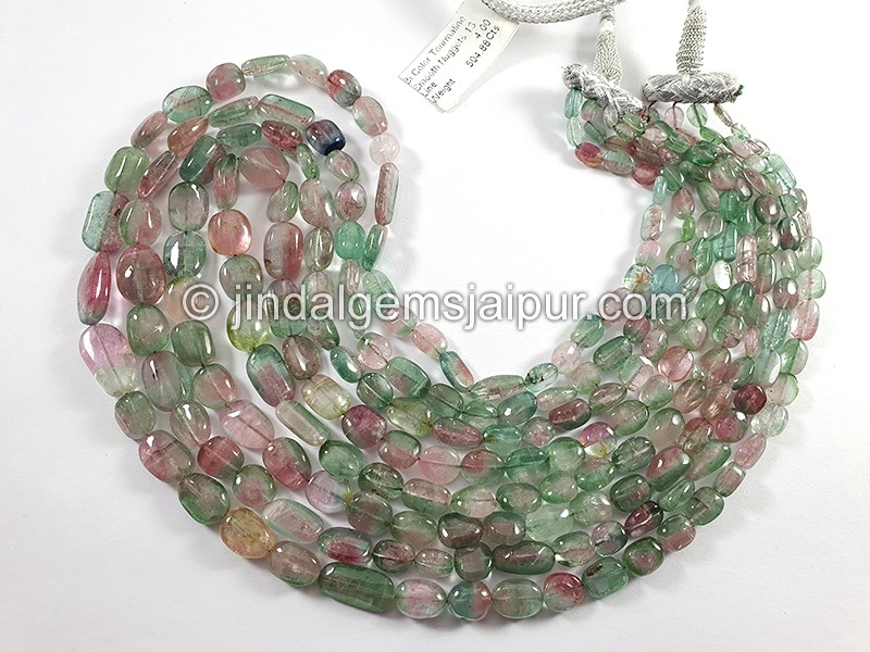 Bi Color Tourmaline Smooth Nuggets Shape Beads