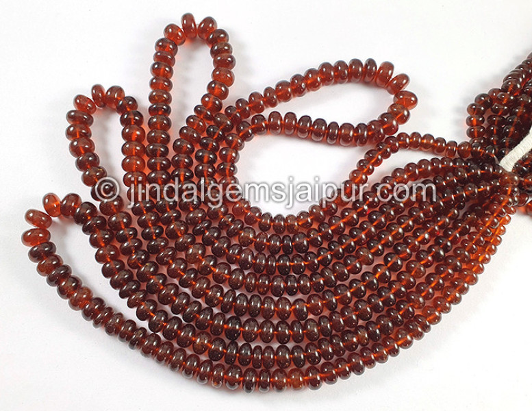 Hessonite Smooth Roundelle Shape Beads