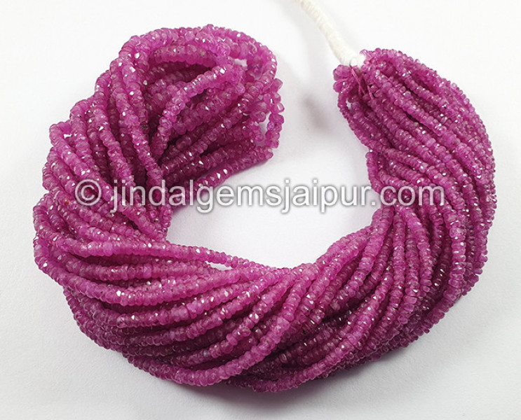 Pink Sapphire Faceted Roundelle Shape Beads
