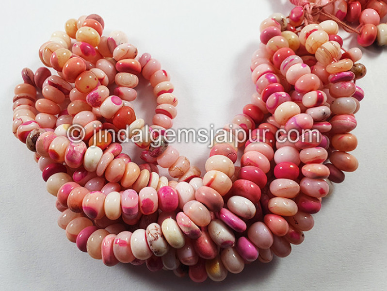 Pinkish Peach Color Smooth Roundelle Shape Beads