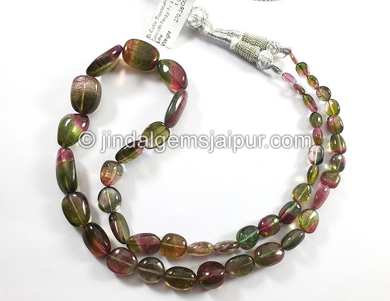 Bi Color Tourmaline Smooth Nuggets Shape Beads