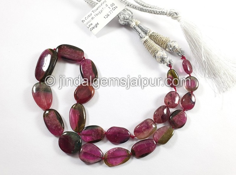 Bi Color Tourmaline Smooth Nuggets Shape Beads