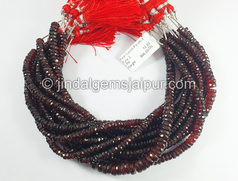 Red Garnet Faceted Tyre Shape Beads