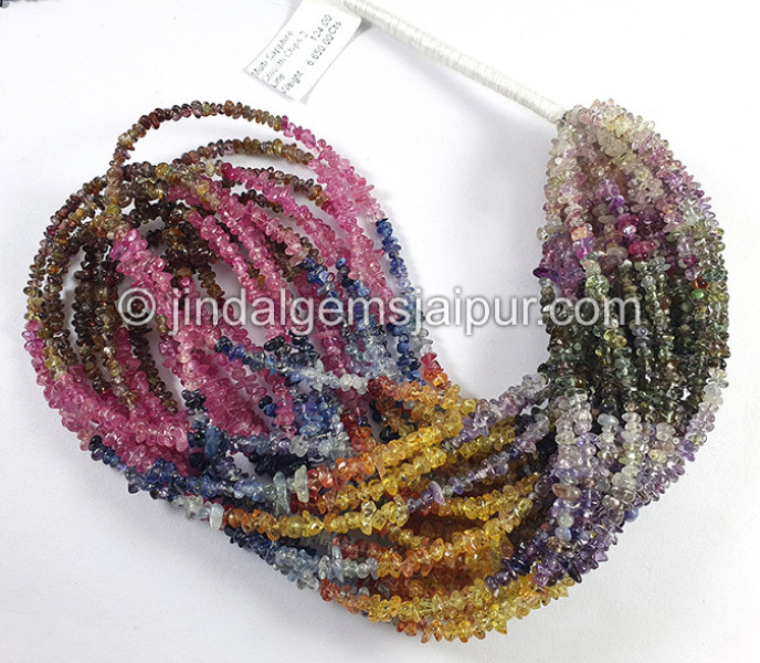 Multi Sapphire Smooth Chips Beads