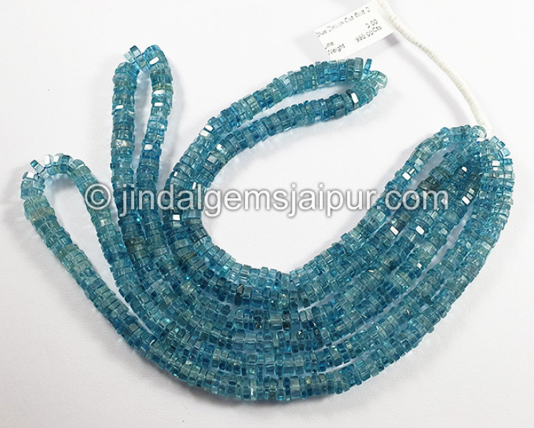 Blue Zircon Faceted Bolt Shape Beads
