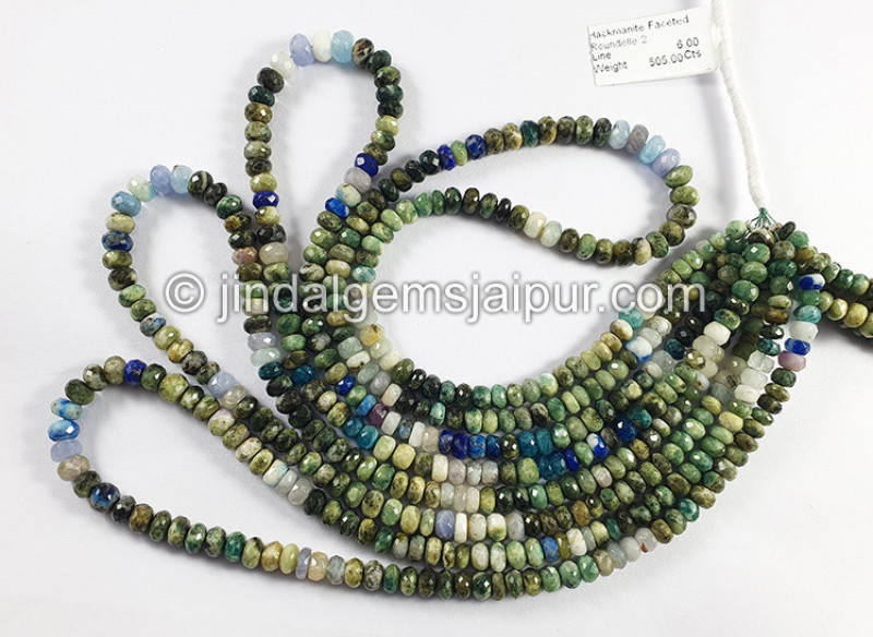 Hackmanite Faceted Roundelle Shape Beads