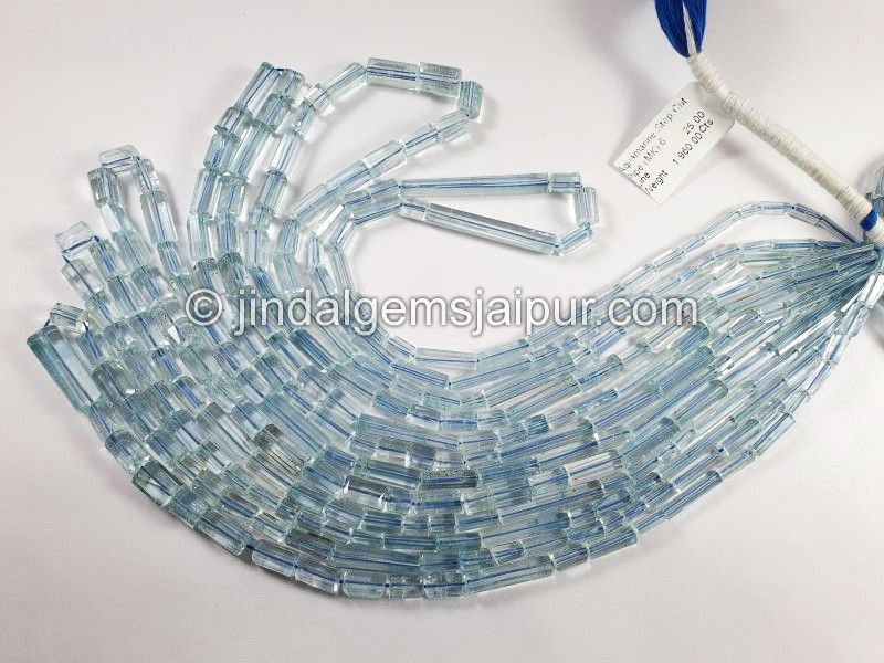 Aquamarine Step Cut Pipe Shape Beads