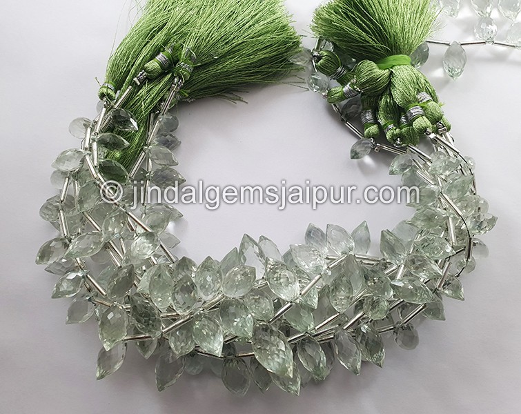 Green Amethyst Faceted Dew Drops Shape Beads