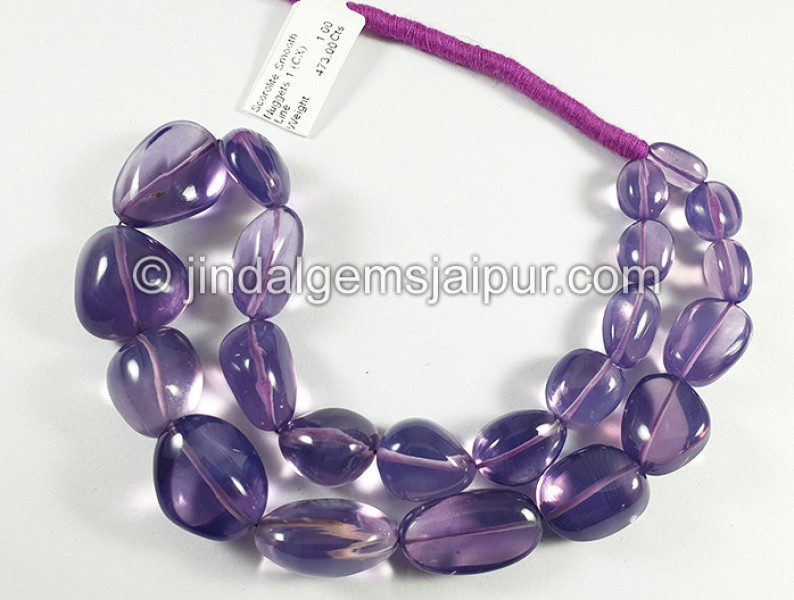 Scorolite Or Lavender Quartz Smooth Nuggets Shape Beads