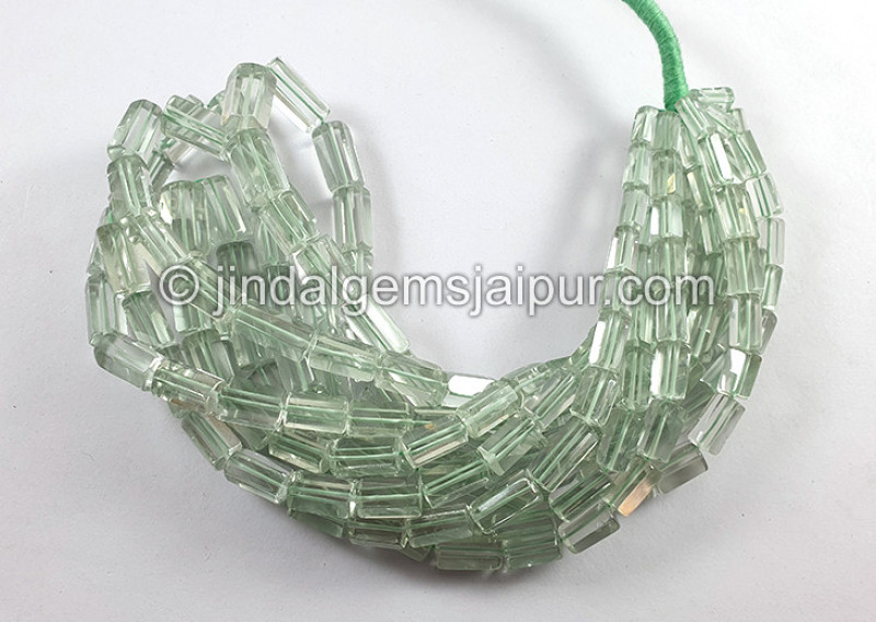 Green Amethyst Step Cut Pipe Shape Beads