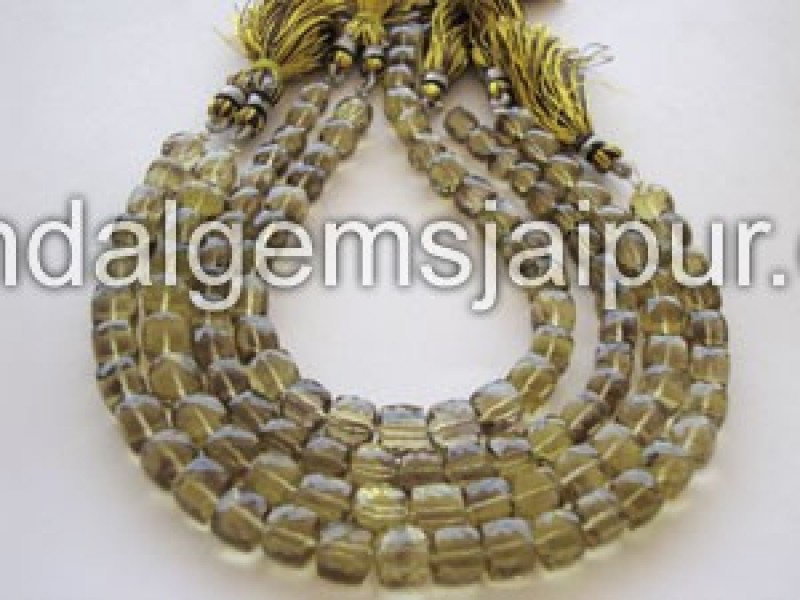 Bi Lemon Quartz Faceted Cube Beads