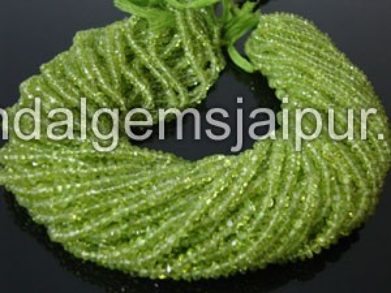 Peridot Faceted Roundelle Shape Beads