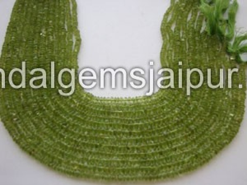 Peridot Plain Button Shape Beads