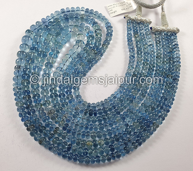 Santa Maria Aquamarine Smooth Roundelle Beads