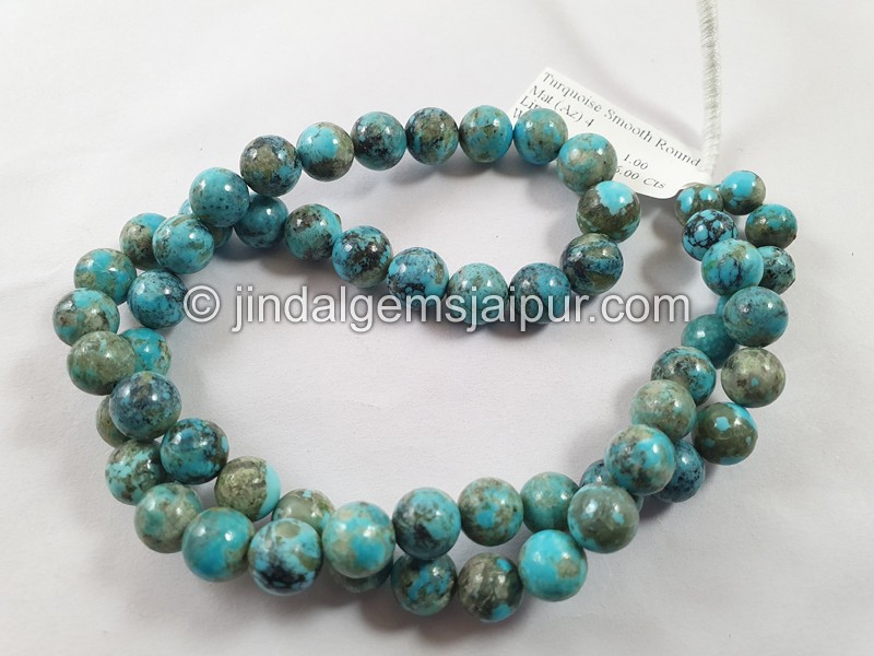 Turquoise Matrix Smooth Round Ball Beads
