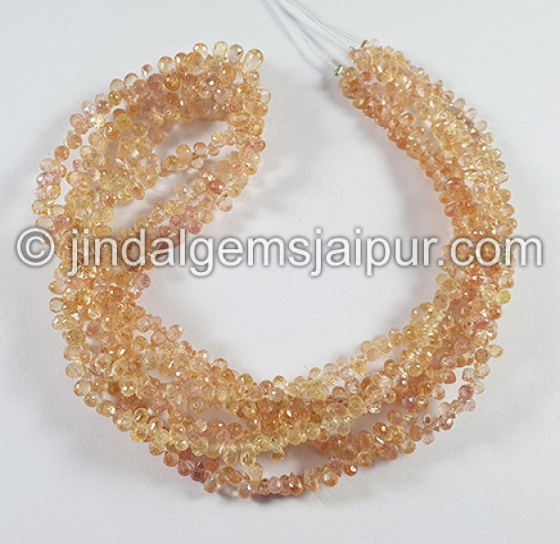 Coral Peach Sapphire Faceted Drops Beads