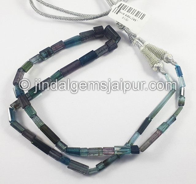 Blue Tourmaline Shaded Pipe Shape Beads