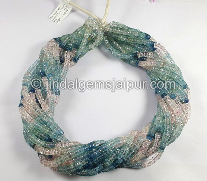 Multi Aquamarine Faceted Tyre Shape Small Beads