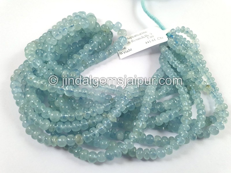Milky Aquamarine Smooth Roundelle Beads