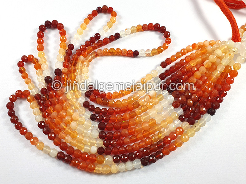 Fire Opal Faceted Round Balls Shape Medium Beads