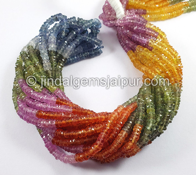 Multi Sapphire Faceted Tyre Shape Beads