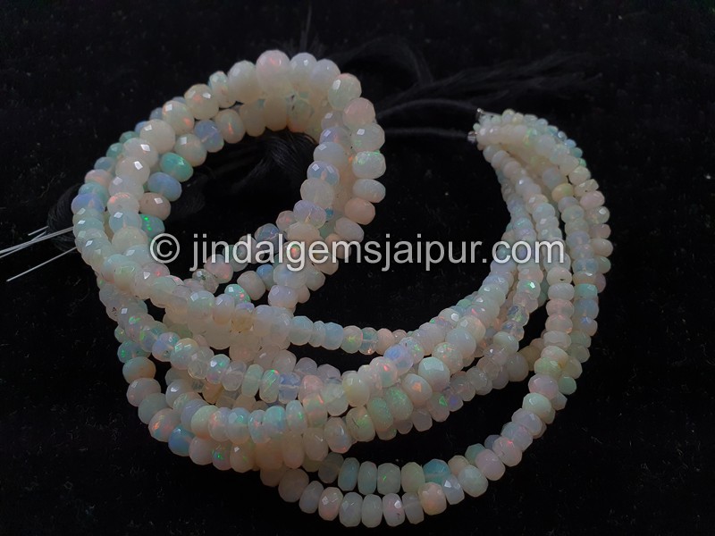 White Ethiopian Opal Far Faceted Roundelle Beads