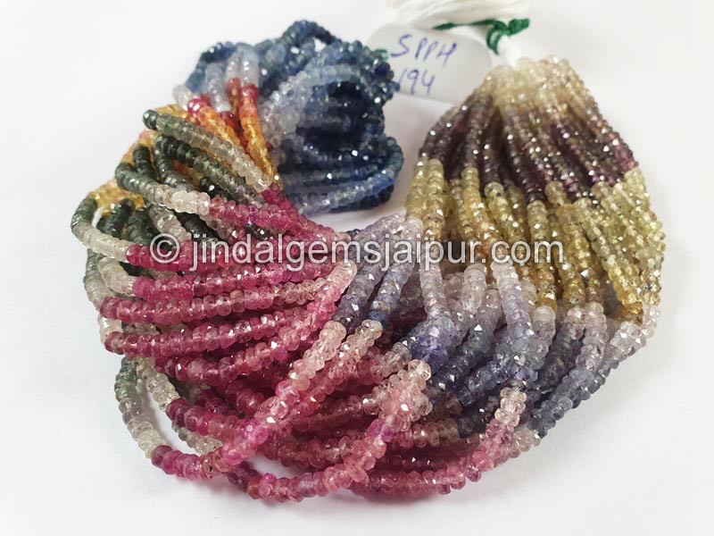 Multi Sapphire Faceted Roundelle Beads
