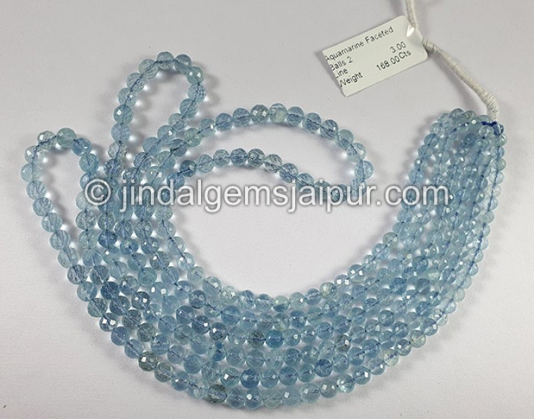 Aquamarine Faceted Balls Shape Beads