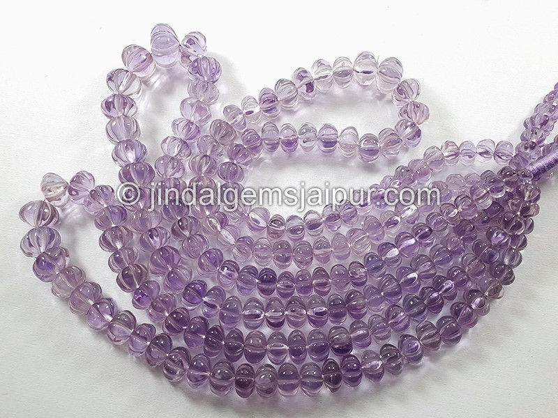 Pink Amethyst Carved Pumpkin Shape Light Beads