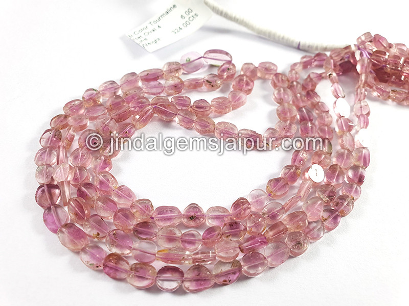 Bi Color Tourmaline Flat Oval Shape Beads