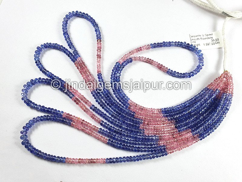 Tanzanite & Spinel Smooth Roundelle Shape Beads