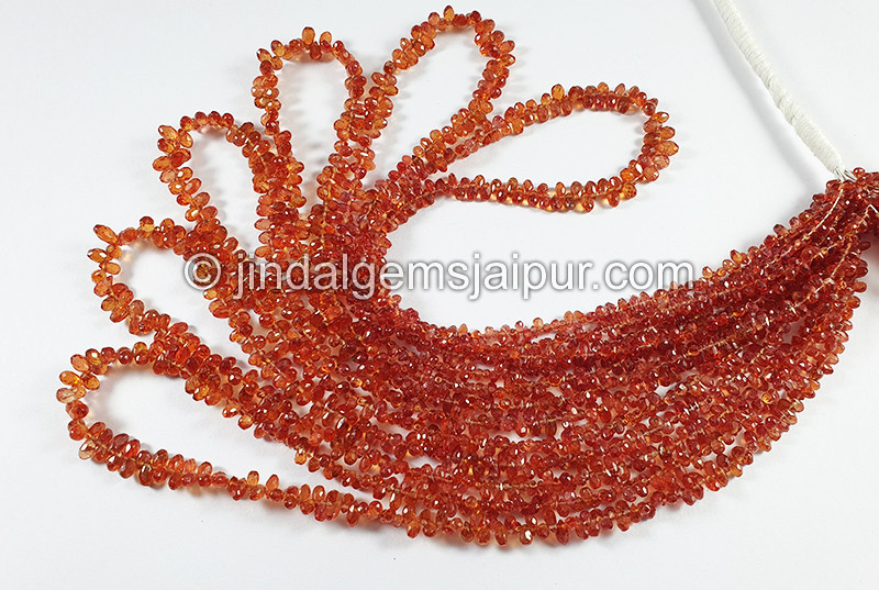 Red Sapphire Faceted Drops Shape Beads