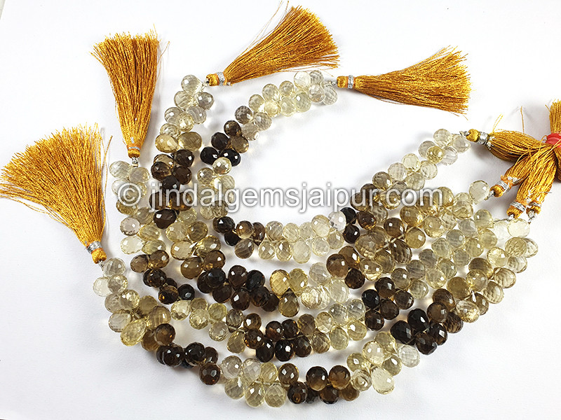 Beer Quartz Shaded Faceted Drops Shape Beads