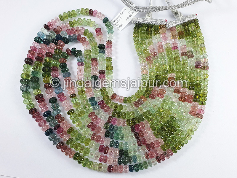 Tourmaline Carved Pumpkin Shape Beads