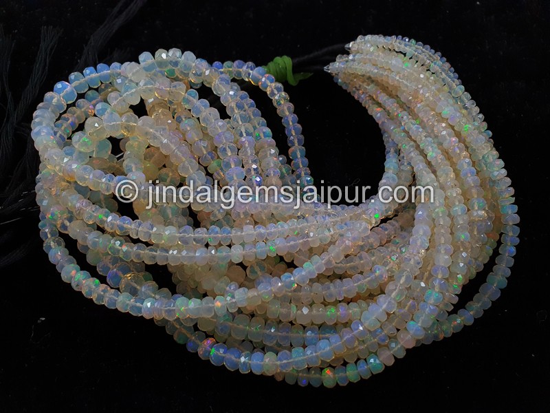 White Ethiopian Opal Far Faceted Roundelle Beads