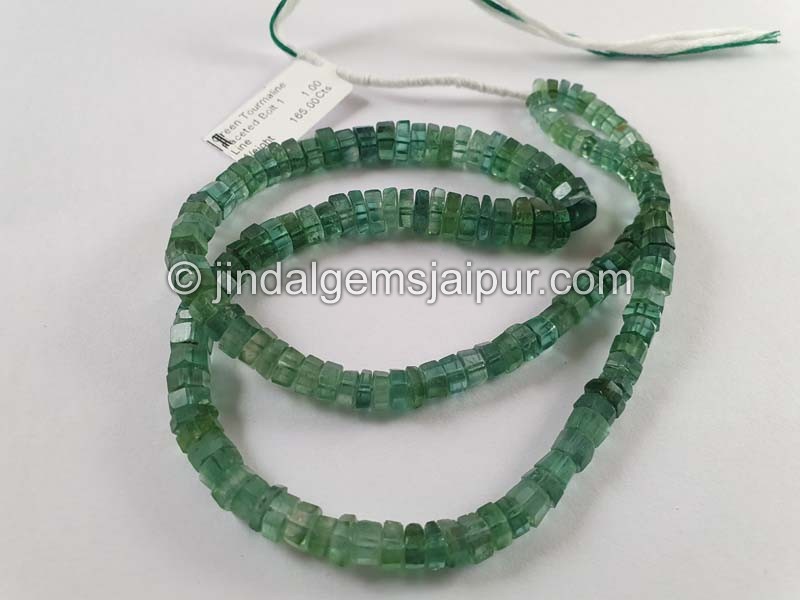 Green Tourmaline Faceted Bolt Beads
