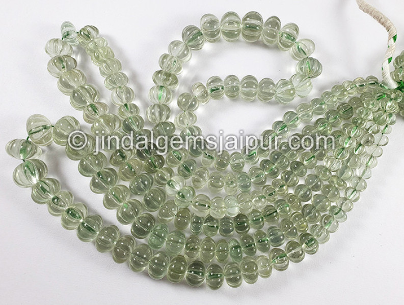Green Amethyst Carved Pumpkin Shape Beads Big