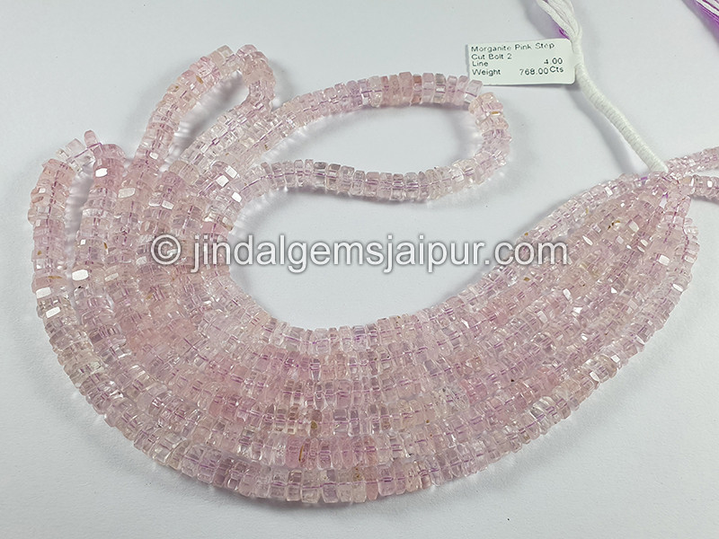 Pink Morganite Step Cut Bolt Shape Beads