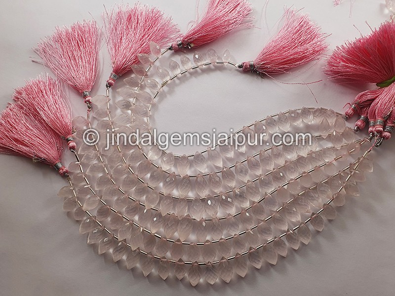 Rose Quartz Faceted Dew Drops Shape Beads