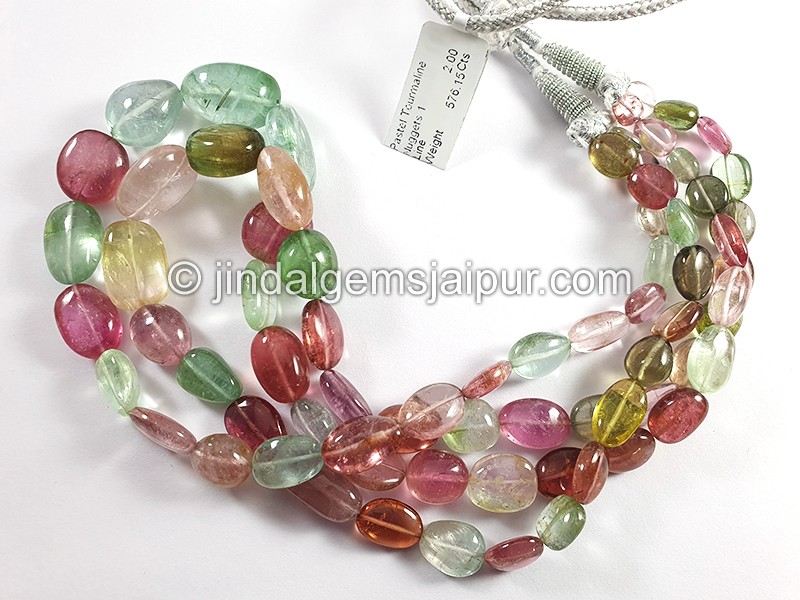 Pastel Tourmaline Smooth Nuggets Shape Beads