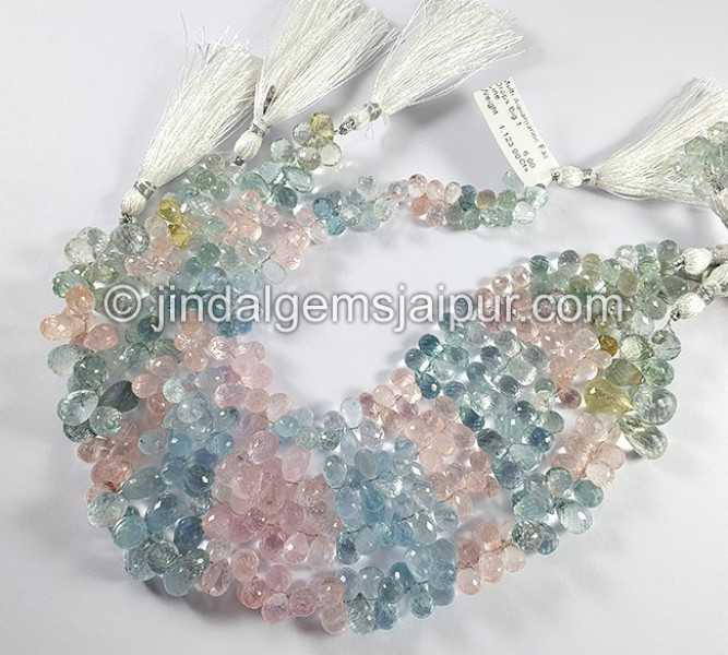 Multi Aquamarine Faceted Drops Shape Big Beads