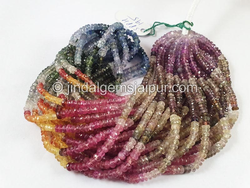 Multi Sapphire Faceted Roundelle Beads