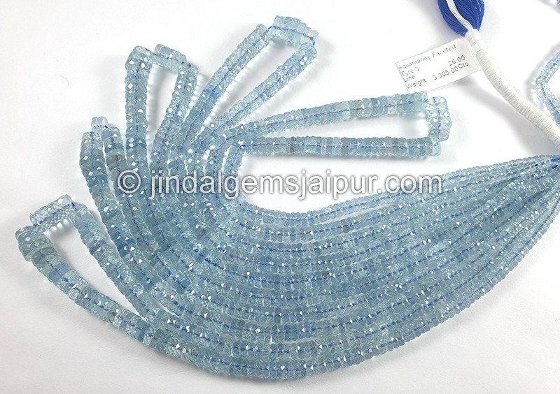 Aquamarine Faceted Tyre Shape Beads
