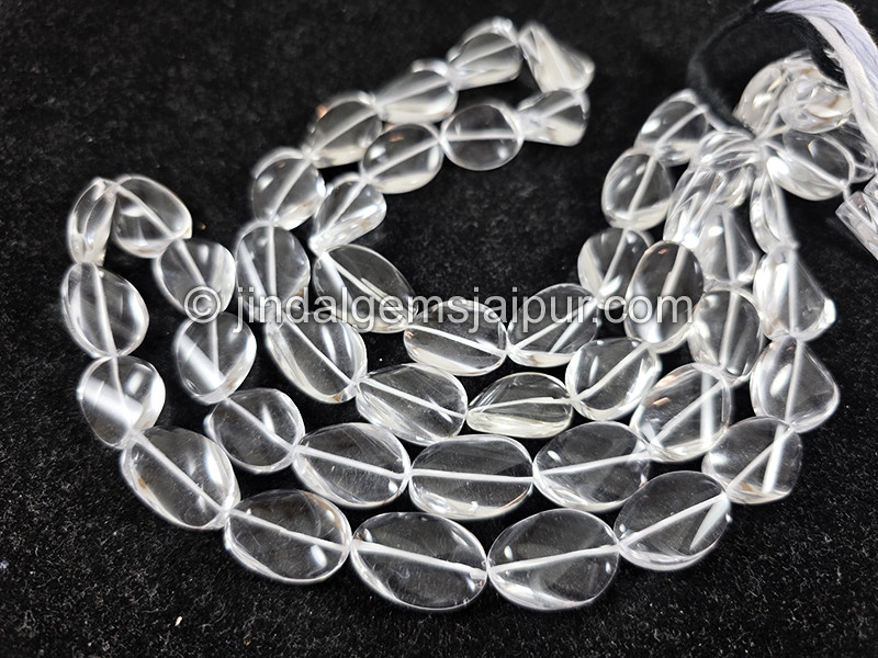 Crystal Quartz Twisted Oval Shape Beads