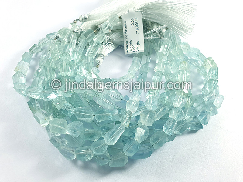 Aquamarine Faceted Nuggets Shape Beads
